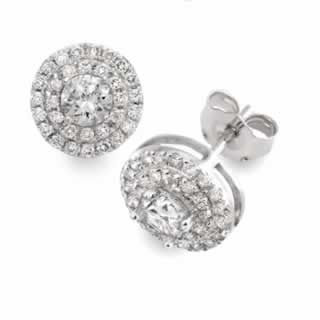 Round Double Halo Stud Earrings in 18K White Gold (1.50ct.tw.)